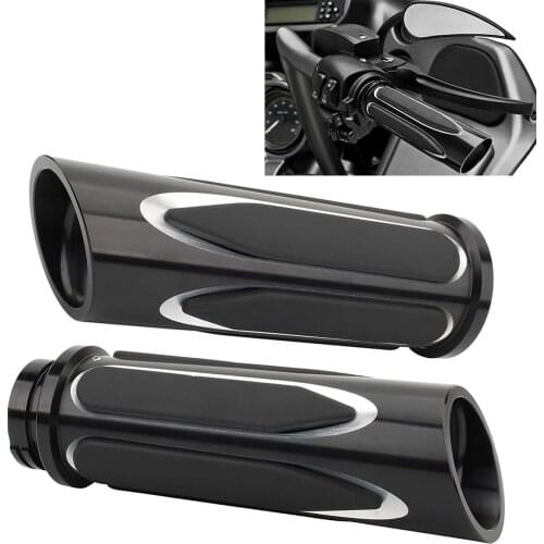 Motorcycle Hand Grips 1'' Soft Touch Comfort Shallow Cut Handlebar Aluminum Throttle For Touring Street Glide Softail FLSTSE