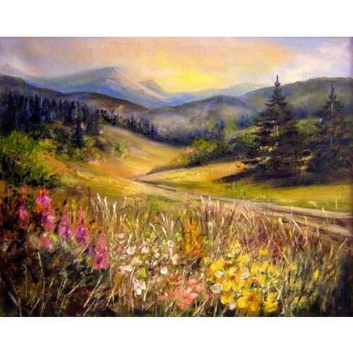 New Embroidery Counted Cross Stitch Kits Needlework - Crafts 14 ct DMC Color DIY Arts Handmade Decor FLOWERS moutain