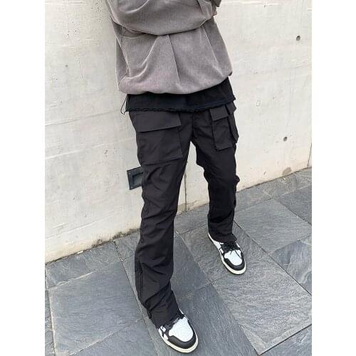 27-46 New 2021 Men Women clothing Hair Stylist fashion street Micro flared Pants with zipper leg cuff plus size costumes