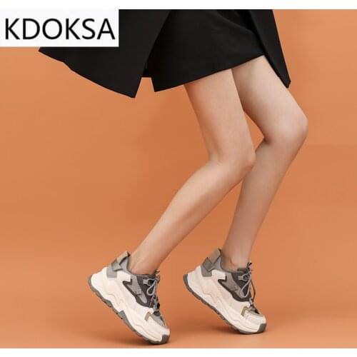 2021 New Womens Spring Platform Chunky Sneakers,Gray Brown Sports Shoes,Comfort Casual High Sneaker Women Vulcanize Sneakers