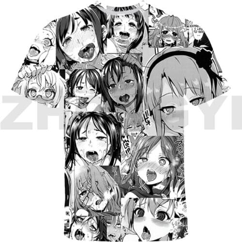 New 3D Printed Anime Cartoon Ahegao T Shirt Kids O-Neck Kawaii Hentai Tee Tops Streetwear Summer Oversized Tshirt Teenagers