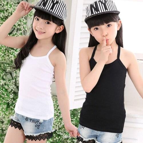 New spring summer cotton solid sport Y word underwear small vest childrens sling shirt boys girl tanks bottoming shirt 2-12T