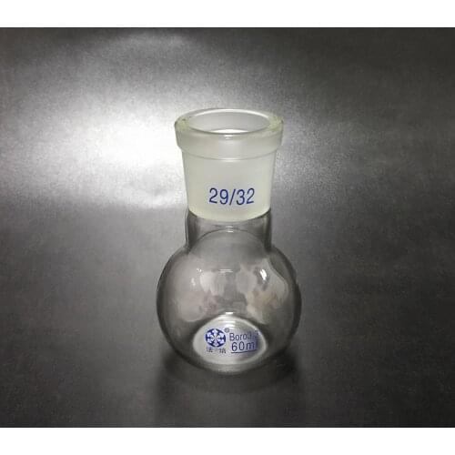 Single standard mouth flat-bottomed flask,Capacity 60ml and joint 29/32,Single neck flat flask,Boiling flask