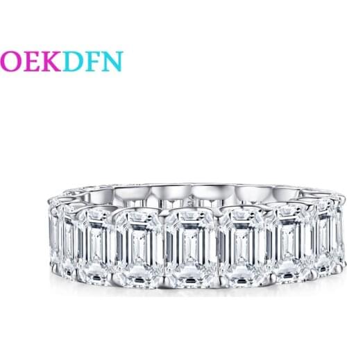 OEKDFN 100% 925 Sterling Silver Ring Created Moissanite Gemstone Diamonds Wedding Engagement Wedding Bands Luxury Fine Jewelry