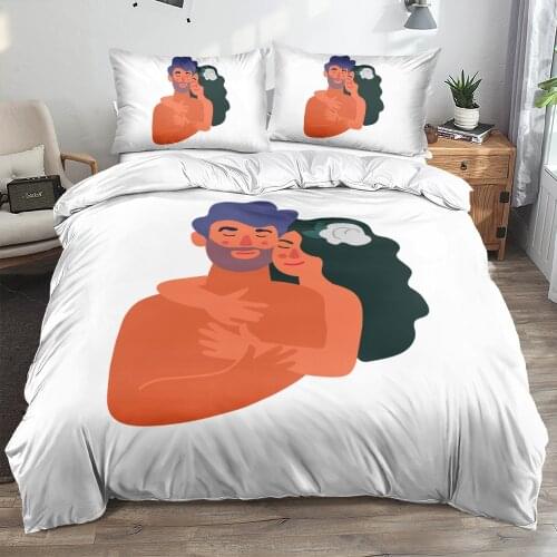 3D Valentine Bedclothes Linens Bed Sets Comforter Covers Pillow Covers Set King Queen Full Twin Custom Design White Home Textile