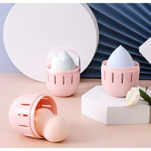 Transparent Cover Powder Rost Box Dust-proof Makeup Powder Finishing Box Portable Breathable Mildew Sponge Beauty Storage Box