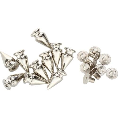 10 Set Silver Screw Bullet Rivet Spike Studs Spots DIY Rock Punk 7x13mm