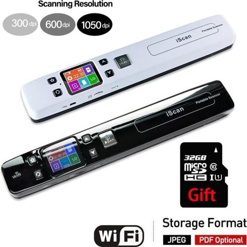 IScan Wireless A4 Book Document Scanner 1050DPI Portable High-speed WiFi Scanner USB2.0 JPG/PDF LCD Display 32G TF Card Included