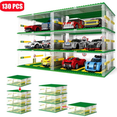 City Speed Champions Supercar Garage Parking Assembling Model Building Block Sports Car Racing Bricks DIY Kids Toys For Children