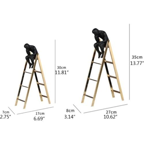 Stairs Thinker Sculpture Figure Decoration Creative Art Ornament Desktop Crafts Home Desk Craft Work Bedroom Decor