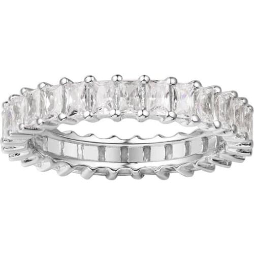 SOELLE Fashion Simple High Quality Pure 925 Sterling Silver Square Zircon Finger Ring Women Brand Jewelry Croisette Collection