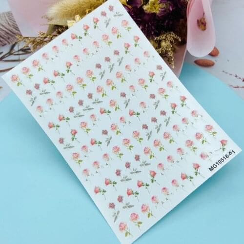 Japanese Style 3d DIY Thin Light Traceless Nail Stickers Fresh Colorful Roses Dry Nail Decals Nail Art Manicure Women Girls Gift