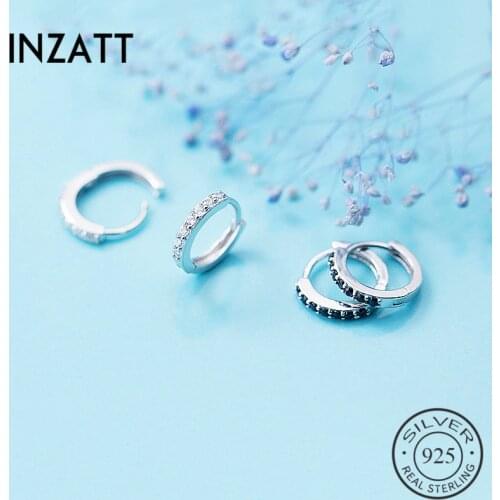 INZATT Real 925 Sterling Silver Minimalist Geometric Zircon Round Hoop Earrings For Women Party 2019 fine Jewelry Accessory