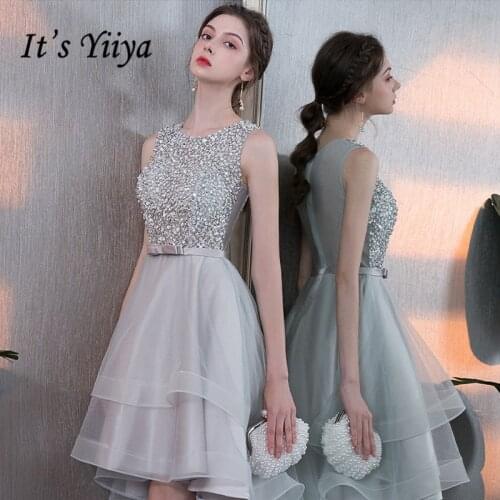 Prom Dresses Its Yiiya R225 O-neck Sleeveless High Low Length Formal Party Dress Women Elegant Vestido largos de fiesta
