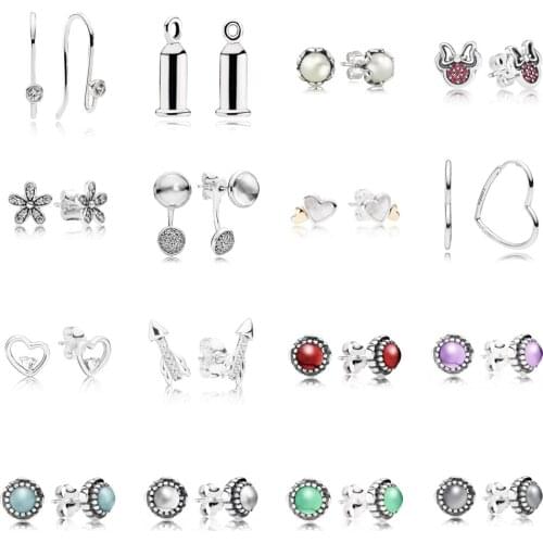 NEW 2021 100% 925 Sterling Silver Flower Gems Earring Women Fit DIY Original Bracelet Fshion Jewelry Gift