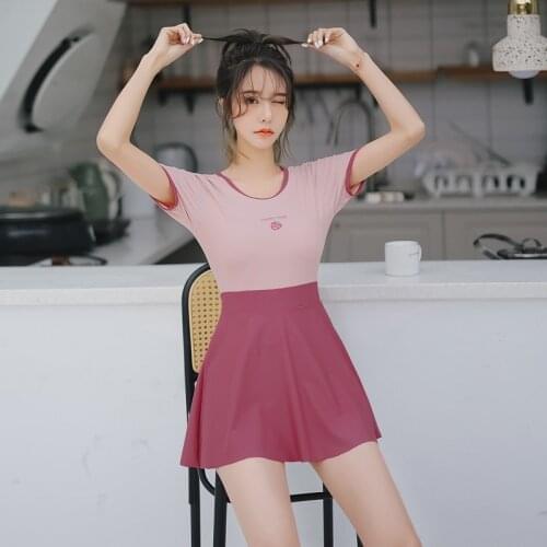 May Female Beach 2021 2 Piece Swimsuit Women Bathing Suit Large Size Lovely Strawberry Skirt Cover One Hot Sports Swim Print