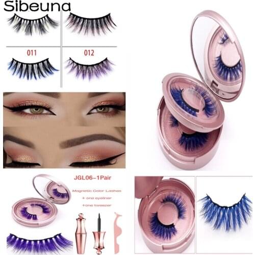 1/2Pairs Magnetic Eyelashes 3D False Mink Eyelashes Magnet Lashes Magnetic Liquid Eyeliner &Magnetic False Eyelashes & Tweezers