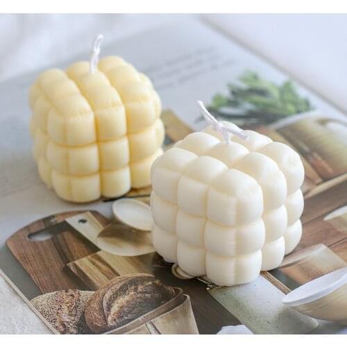 3D Leather Pattern Square Soft Case Sofa Stool Scented Candle Silicone Geometric Resin Soap Making Molds For Home Decorations