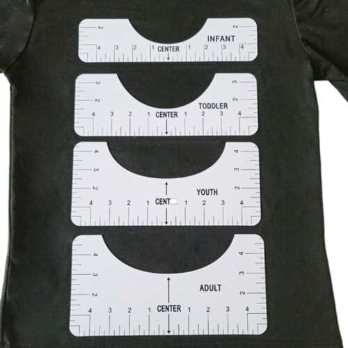 4Pcs/Set T-Shirt Alignment Ruler For Guiding Tshirt Measurement Ruler With Size Chart DIY Drawing Template Craft Tool Drafting
