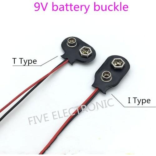 5pcs/lot High quality 9V battery buckle/9 volt square battery cable, 6F22 battery seat Battery button Length 15CM