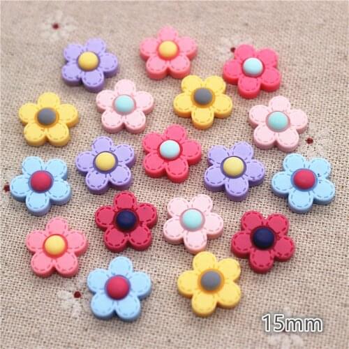50PCS Mix Colors Cute Resin Little Five-Petal Flower Flat back Cabochon DIY Jewelry/Craft Scrapbook Decoration,15mm