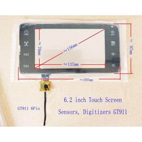 6.9 6.2 inch Capacitive Touch Screen Sensor digitizer 197*97mm GT911 6pin For Hyundai Honda VOLKSWAGEN LXH-TPC1169-FPC-V1 H