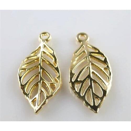 6pcs Gold Color Tree Leaf Charms 29x14mm Metal Leaf DIY Jewelry Findings Accessories