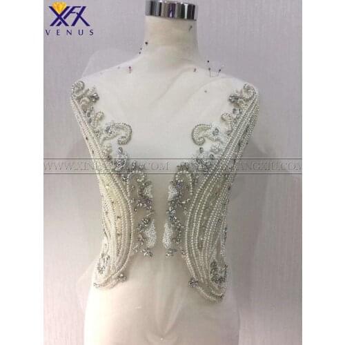 XFX VENUS 1 Pair Pretty Sewing Stone Beads Patches Beaded Patches Rhinestone Appliques Bodice Crystal Patch for Dresses