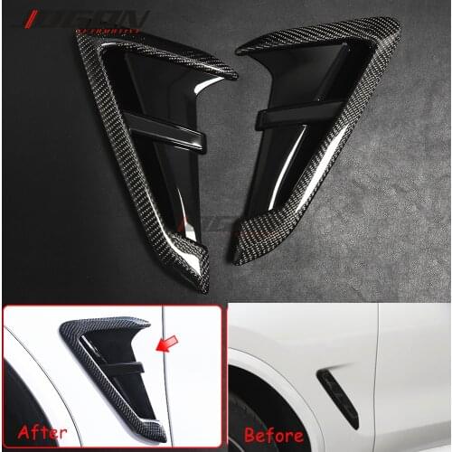 Car Goods Real Carbon Fiber Side Body Fender Air Vent Splitter Cover Trim For BMW X3 G01 X4 G02 2018 2019 2020 car Accessories