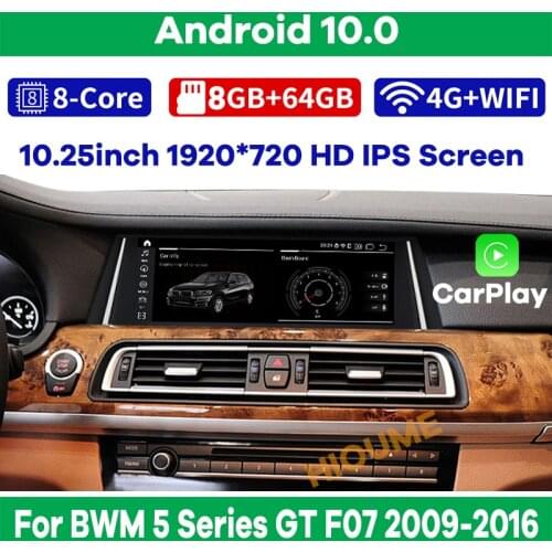 10.25" 8Core CPU 8G RAM Android 10 Car Multimedia Player for BMW 5 Series GT F07 2009-2016 GPS Navigation Radio Stereo CarPlay