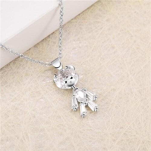 Fashion Zircon Bear Chain Pendant Necklaces For Woman Girl Femme Couple Crystal Animal Necklace Statement Jewelry party gift