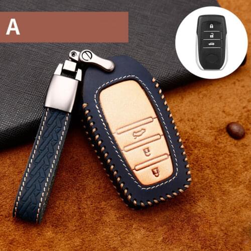 Genuine leather car key case shell Remote Fob Case For toyota Camry Highlander Corolla Prado Reiz Crown RAV4 C-HR Land Cruiser