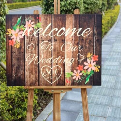 Personalized Wood Wedding Welcome Sign With Flowers,Rustic Wedding Decoration,Unquie Floral Wedding Gift,Custom Initials & Date