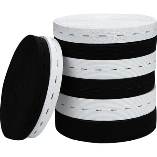 Rubber Bands 15/20/25MM Button Hole Knit Elastic Bands Ribbon Tape White/Black Wire Webbing DIY Sewing Accessories 3 Meters