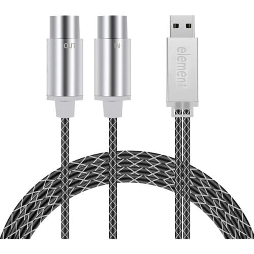 Ele ment MIDI to USB Interface Cable Auto Setup MIDI Converter with Bright LED for Electric Instrument Keyboard Piano to PC Mac