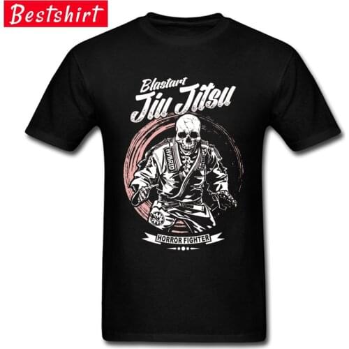 Brazilian Jiu jitsu Horror Fighter Skull Street T-Shirt BJJ Judo Cotton Round Collar Casual T Shirt Men Normal Sweatshirt