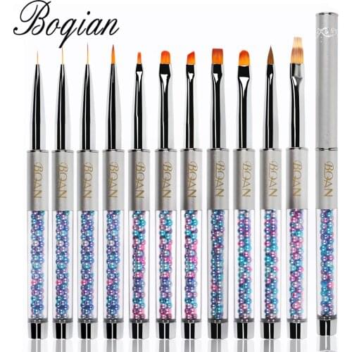 BQAN 11pcs Nail Brush UV Gel Liner Painting Pen Acrylic Drawing Brush for Nails Gradient Rhinestone Handle Nail Art Tool