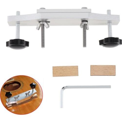 Metal Guitar Bridge Clamp Stainless Steel Guitar Bridge Bonding Tools with 2 Wooden Block Guitar Repair Tool