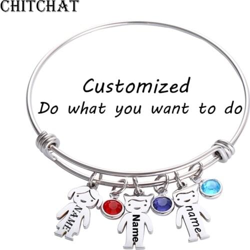 Customized Cute Boys Girls Bracelets Engrave Name Date ID Bracelet Silver Color Stainless Steel Engrave Bangles For Woman Gift