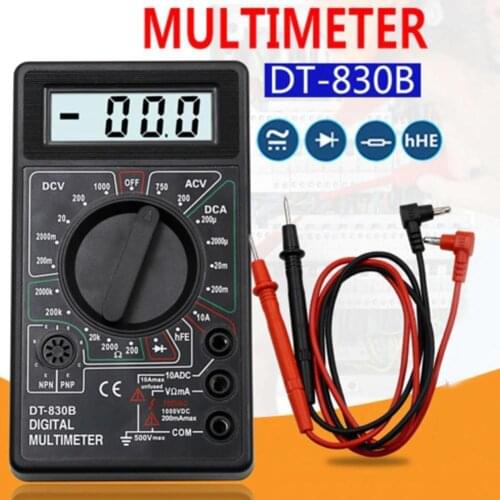 Multifunction Digital Multimeter LCD Digital Voltmeter Ammeter Capacitance Ohm Multimeter With Test Leads Tester Tool DT-830B