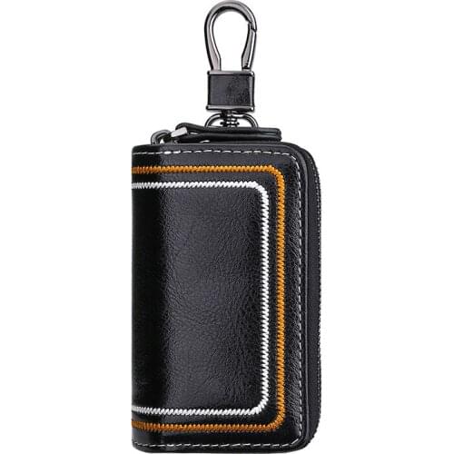 Fashion Embroidery Cowhide key wallets Double Layer key organizer Cow Leather keychain for car keys House Key holder for keys
