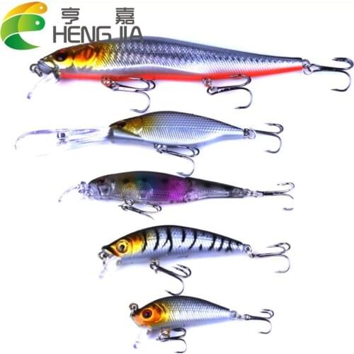 5pcs/lot Fishing Lures Set Mixed 5 Models Minnows Hard Artificial Bait Set High Carbon Steel Barbed Hooks Fishing Tackle