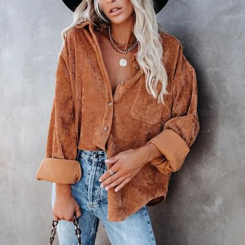 Solid Pit Bar Women Shirt Turn-down Collar Long Sleeve Pocket Womens Shirts 2021 Summer Autumn Fashion Loose Casual Ladies Top