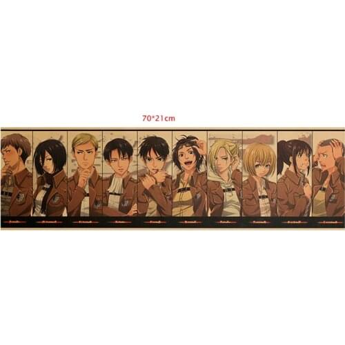 Anime Attack On Titan Character Series Poster Kraft Paper Wall Sticker Decorative Painting Of Household Goods 71x20cm cosplay