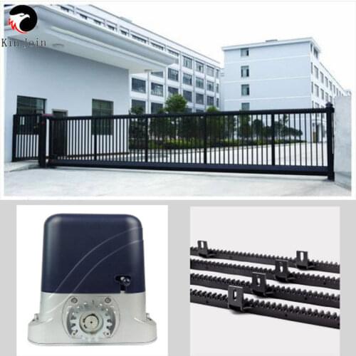 DC24V 500kg driven gear automatic solar sliding gate operator opener with 4m Nylon racks 1 flash light 1 pair of photocells