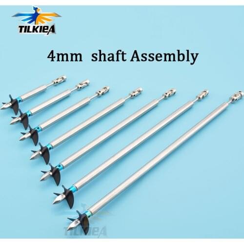 Rc Boat 4mm Boat Shaft Stainless steel Drive Shaft +Three Blades Screw +Cardan Joint+ Stainless Steel Shaft Sleeve+Prop Nut /set
