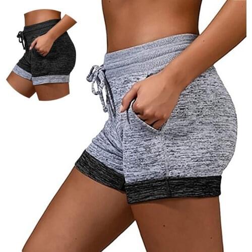 Summer Women Shorts Color Block Quick Drying High Waist Drawstring Short Pants Plus Size Loose Sports Shorts Breathable elastic
