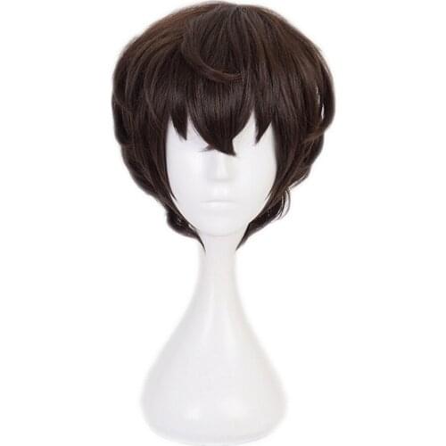 Bungo Stray Dogs Dazai Osamu Short Brown Cosplay Wig Synthetic Hair Halloween Party Wigs Peruca