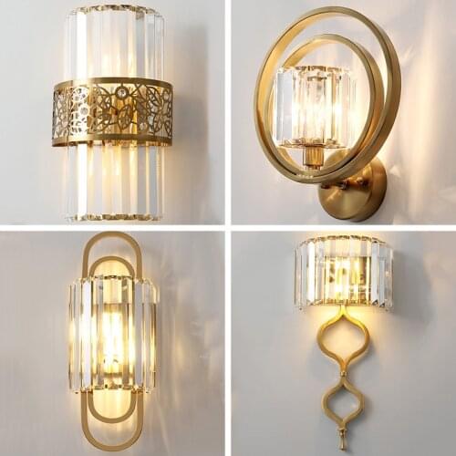 Modern Gold Crystal Luxury Wall Lamp LED For Bedroom Bedside Living Room Background Indoor Lighting Fixtures