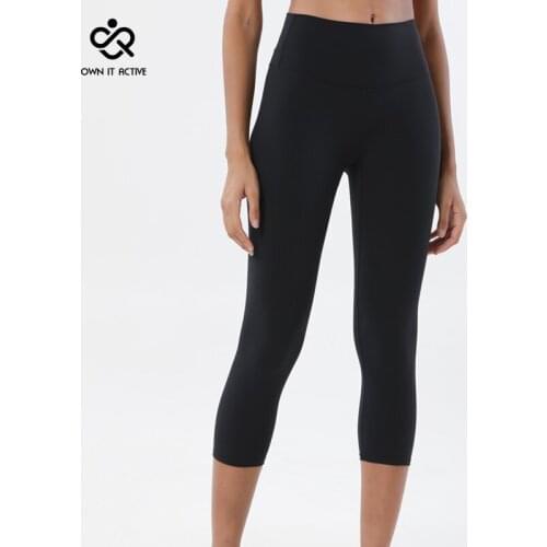 High Waist Sport Calf-Length Pants Women Crop Yoga Pants Nylon Gym Workout Leggings Girls Fitness Running Tights